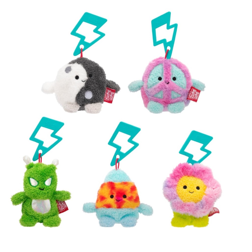 NWT 3.5” Set of 5 RetroBumz Bumbumz Plush Keychains
